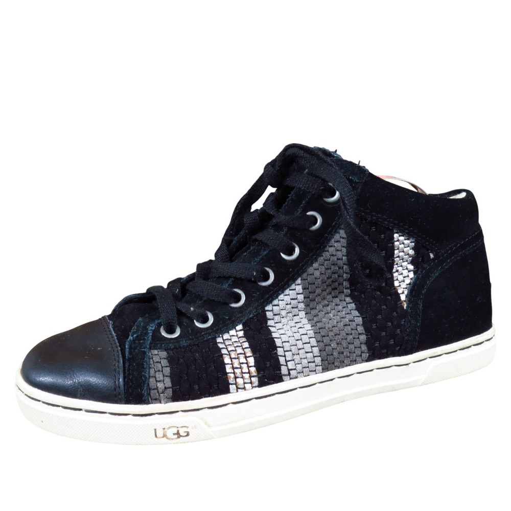 UGG Taylah Women Casual High Top Sneaker Size 6 Everyday Black Leather Suede